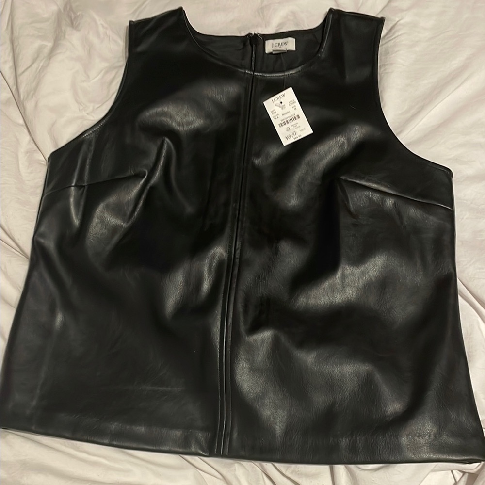 J. Crew Black Leather Sleeveless Top
